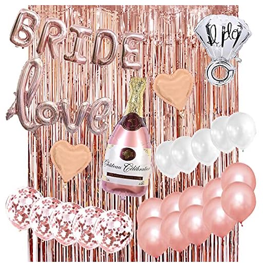 QSXX Bride Fiesta Decoracion, 27 PCS Globos Despedida de Soltera Rosa Bride Love Banner Globos de Letras Papel de Aluminio para Fiesta Celebración de Despedida de Soltera
