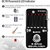 Vista 6 de JOYO Pedal ecualizador de guitarra eléctrica de 6 bandas (100Hz 200Hz 400Hz 800Hz 1.6kHz 3.2kHz) Proporciona ±18dB para cada banda (JF-11)