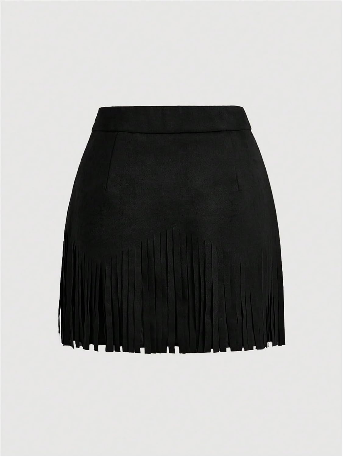 SHENHE Women's Plus Size Faux Suede Fringe High Waisted Rivet Studded Western Hippie Skirt - Image 2