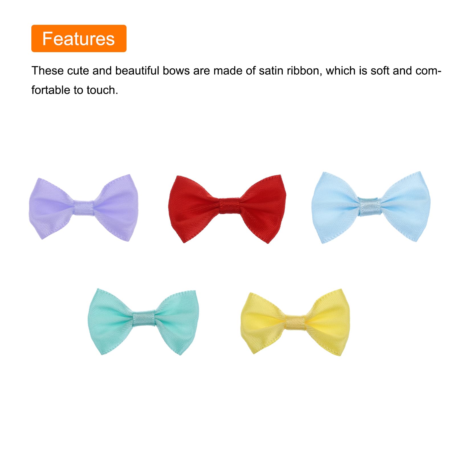 QUARKZMAN 50Pcs Nœud Papillon Multicolore 3.8 x 2.5cm Mini Nœud Papillon pour l'Artisanat Petit Nœud en Satin en Vrac pour Bricolage Couture Scrapbooking Cadeau de Mariage