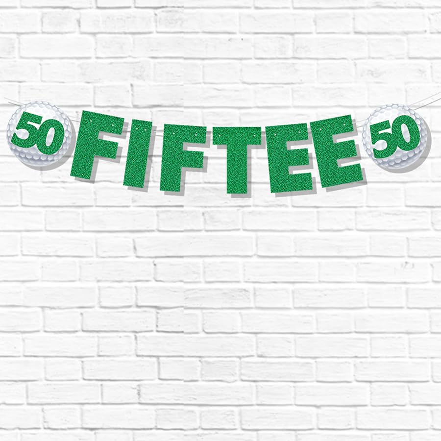 50th Birthday Decorations for Women Men Pre-Strung Glitter Golf Birthday Party Decor Sign Funny Banner 50th Bday Party Supplies Fiftee Golf Theme