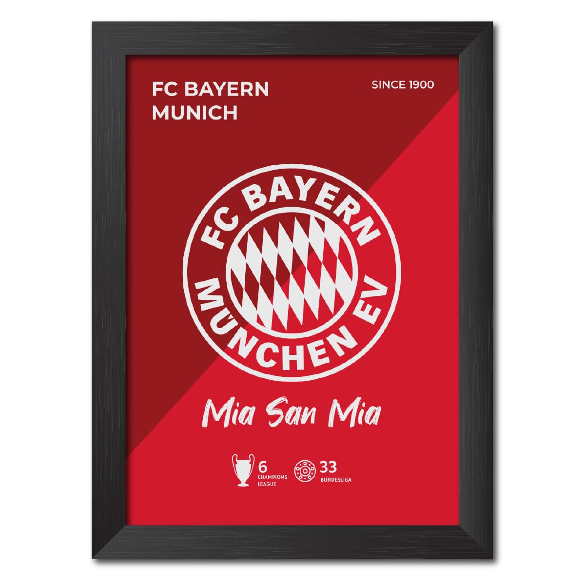 TenorArts Bayern Munich Poster Frame Football Club Logo Laminated Poster Painting with Matt Finish Black Frame (9"x 12")