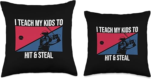 Miniatura 3 de Funny QB quaterback Baseball jokes Baseball I Teach My Kids to hit & Steal Funny Quotes - Almohada de 16 x 16 pulgadas, multicolor
