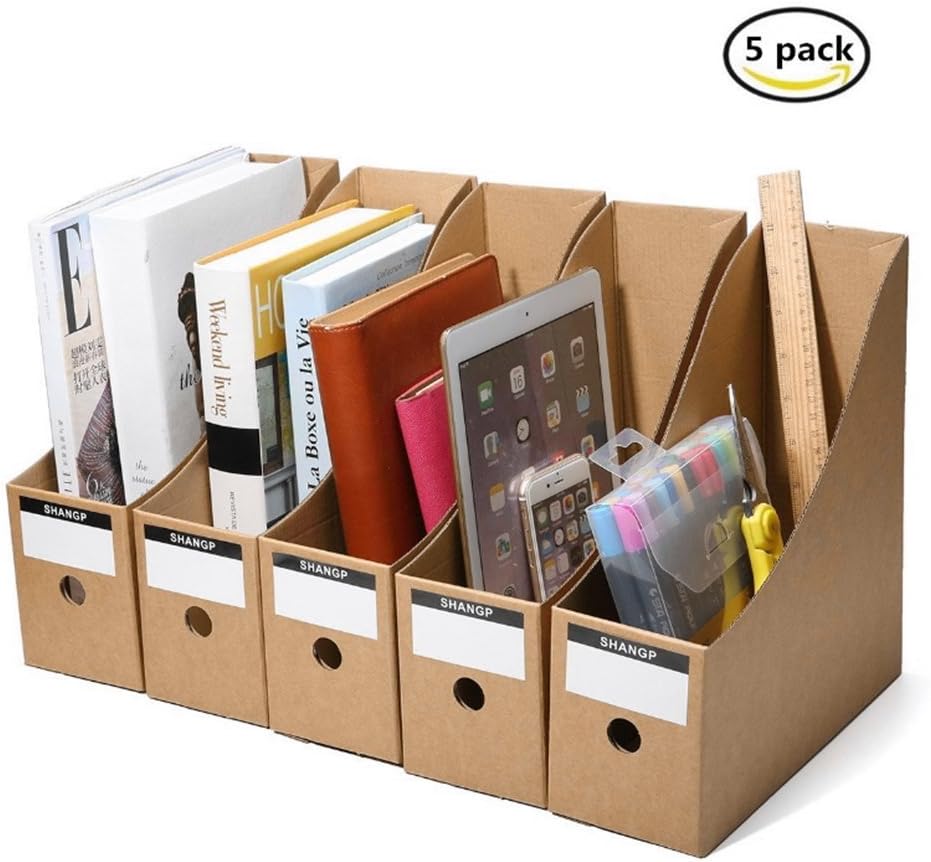 Ankamal Elec Ultra-Modern Simple Style Cardboard Magazine Rack File 5Pcs/Pack