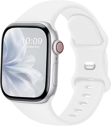 Miniatura 26 de Paquete de correas deportivas compatibles con Apple Watch de 38, 40, 41, 42, 44, 45 y 49 mm, unisex, correa de silicona suave de accesorio para