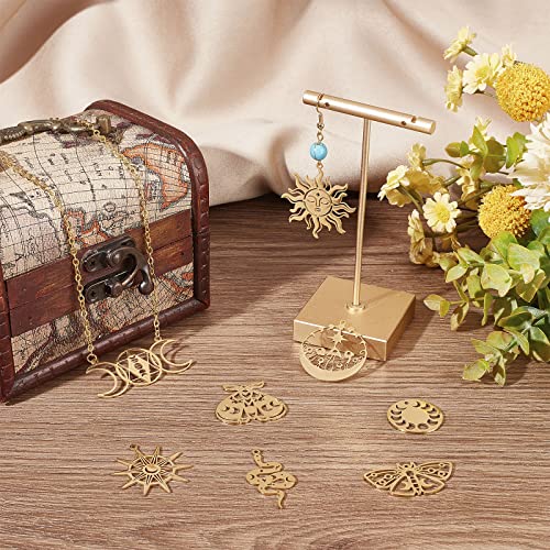 SUNNYCLUE 1 Box 20Pcs Real 18K Gold Plated Tarot Style Sun Charms Triple Goddess Moon Charm Mushroom Moon Phase Hollow Resin Frame Crystal Stone Butterfly Charms for jewellery Making Charm DIY Craft - Image 4