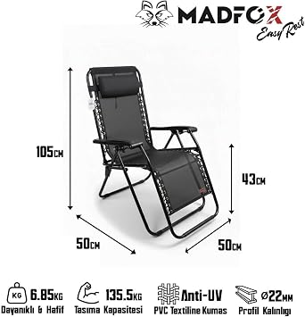EasyRest Katlanır Şezlong Sandalye Siyah