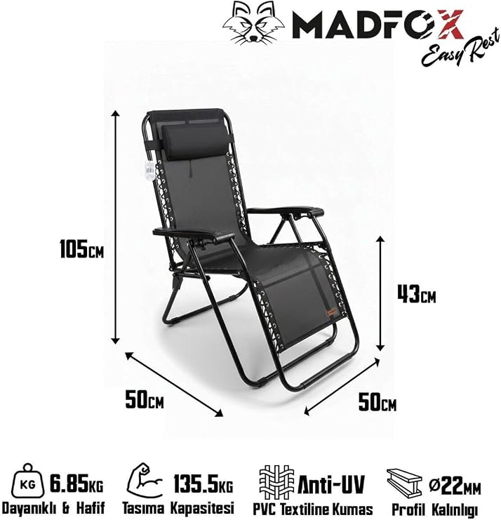 EasyRest Katlanır Şezlong Sandalye Siyah