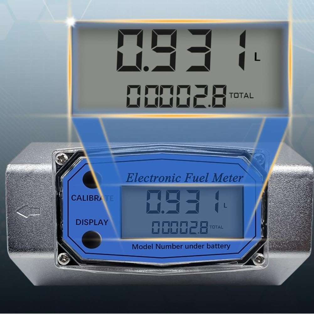 Medidor de turbina de 2,5 pulgadas para diésel, queroseno y agua, caudalímetro con pantalla digital, precisión ±1%, rango de medición 80-1000 l/min, aleación de aluminio, para uso industrial y