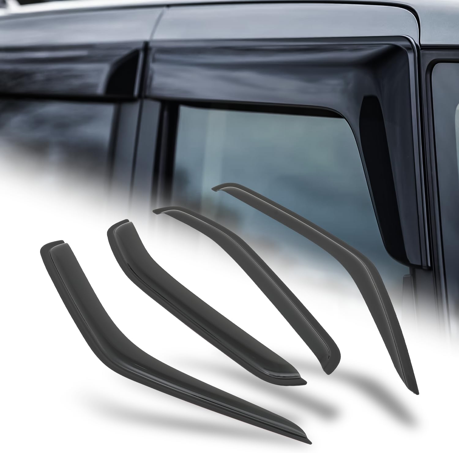 M-AUTO Outside Mount Window Visors Compatible with 96-04 Nissan Pathfinder 4-Dr, Tape-On Rain Guards Shields, 4 PCs