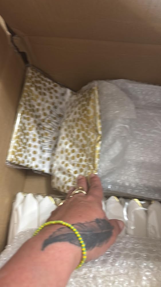 Goodluck 352 Piece White with Gold Trim Plastic Dinnerware Set for 50 Guests