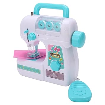 JUYO Sewing Machine Toy, Plastic Mini Sewing Machine Exquisite Compact Environmental Protection Burr Free Cover for Children