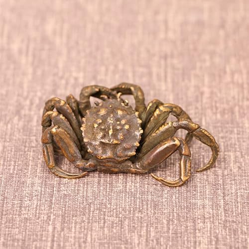 NGDFGR Retro Pure Brass Crab Sculpture, Bronze Fish Tank Bonsai Ornaments Handicraft Collection,Chinese Feng Shui Windfall Decoration