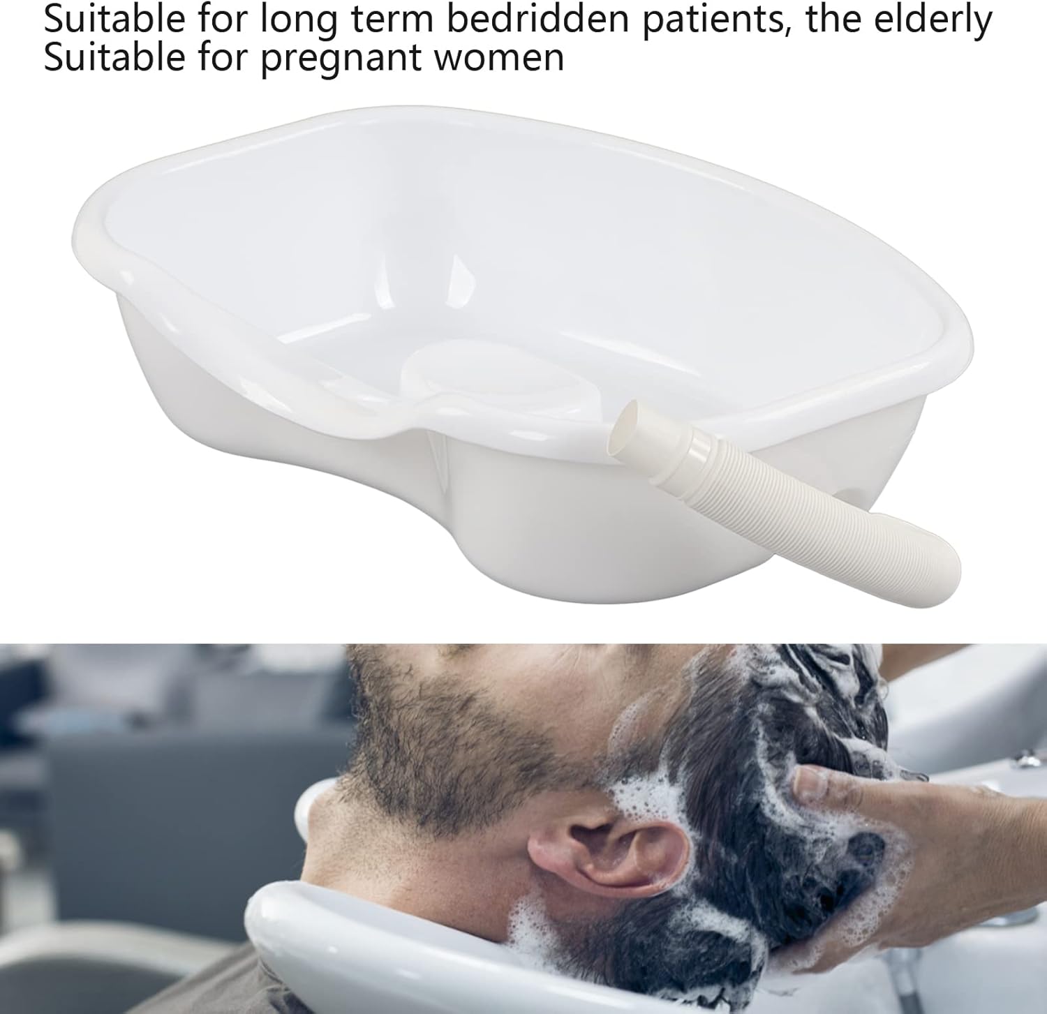 Hair Washing Basin Shampoo Basin Drainable Portable Hair Washing Tray for Bedridden Patient Pregnant Women with Retractable Drainage Pipe
