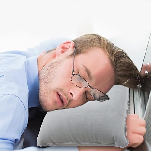 Miniatura 6 de 3 almohadas inflables ultraligeras grises pequeñas cuadradas de tela flocada para senderismo, camping, viajes, siestas, playa, reposo de escritorio,