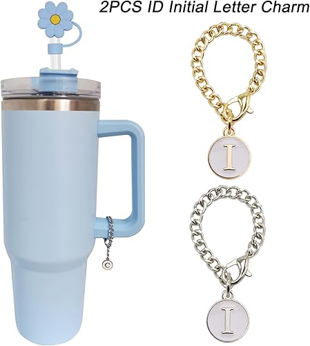 Miniatura 3 de Stanley Cup 3 piezas de 30 y 40 onzas, 0.394 in de silicona con diseño de flores, tapa protectora con 2 dijes de letra inicial personalizados,