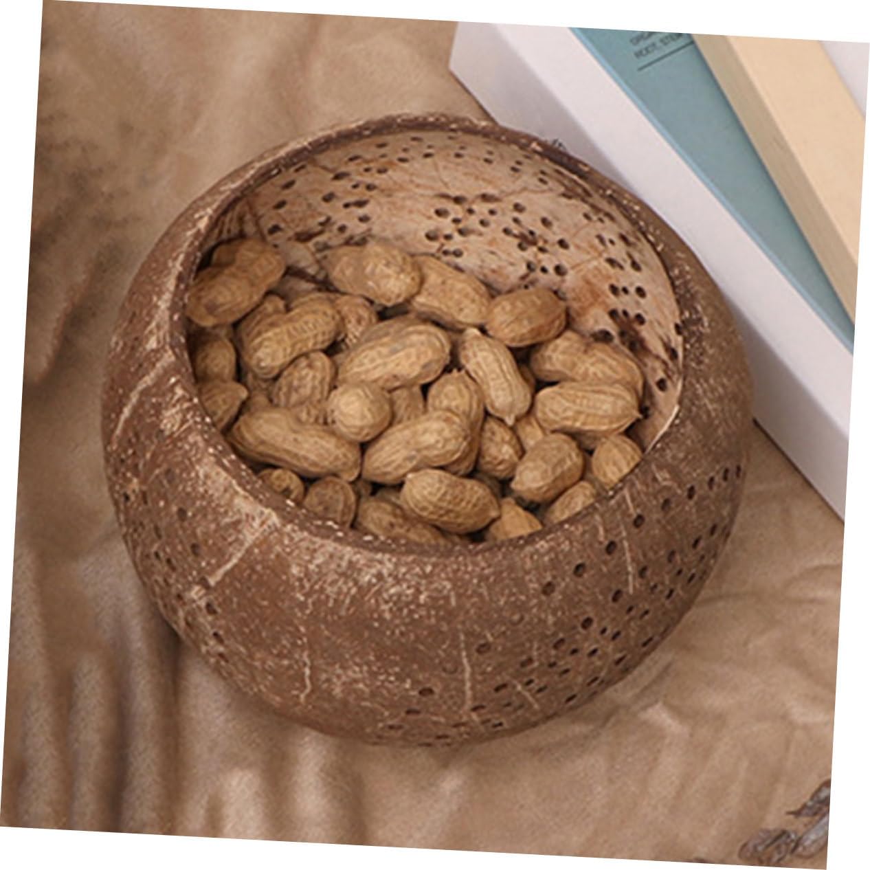 Ciieeo Coconut Shell Candle Holder Unique Patterned Bowl for Candle Making Multi-Functional Decor for Home Cafe Restaurant and Buffet Use