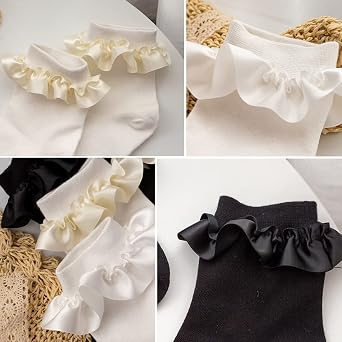 Women Ankle Socks,Womens Crew Socks Lace Ruffle Frilly Cotton Socks Princess Socks Lace Socks