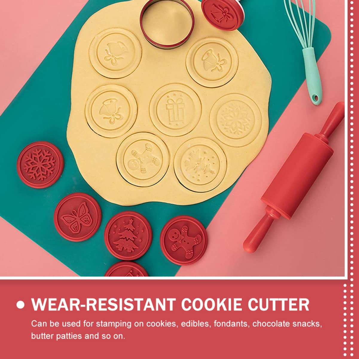 PRETYZOOM 5 Juegos sello de galleta anillos para hornear galletas Gelatina kitchen gadgets accesorios cocinita molde de galletas de navidad sello decorativo para galletas Acero inoxidable