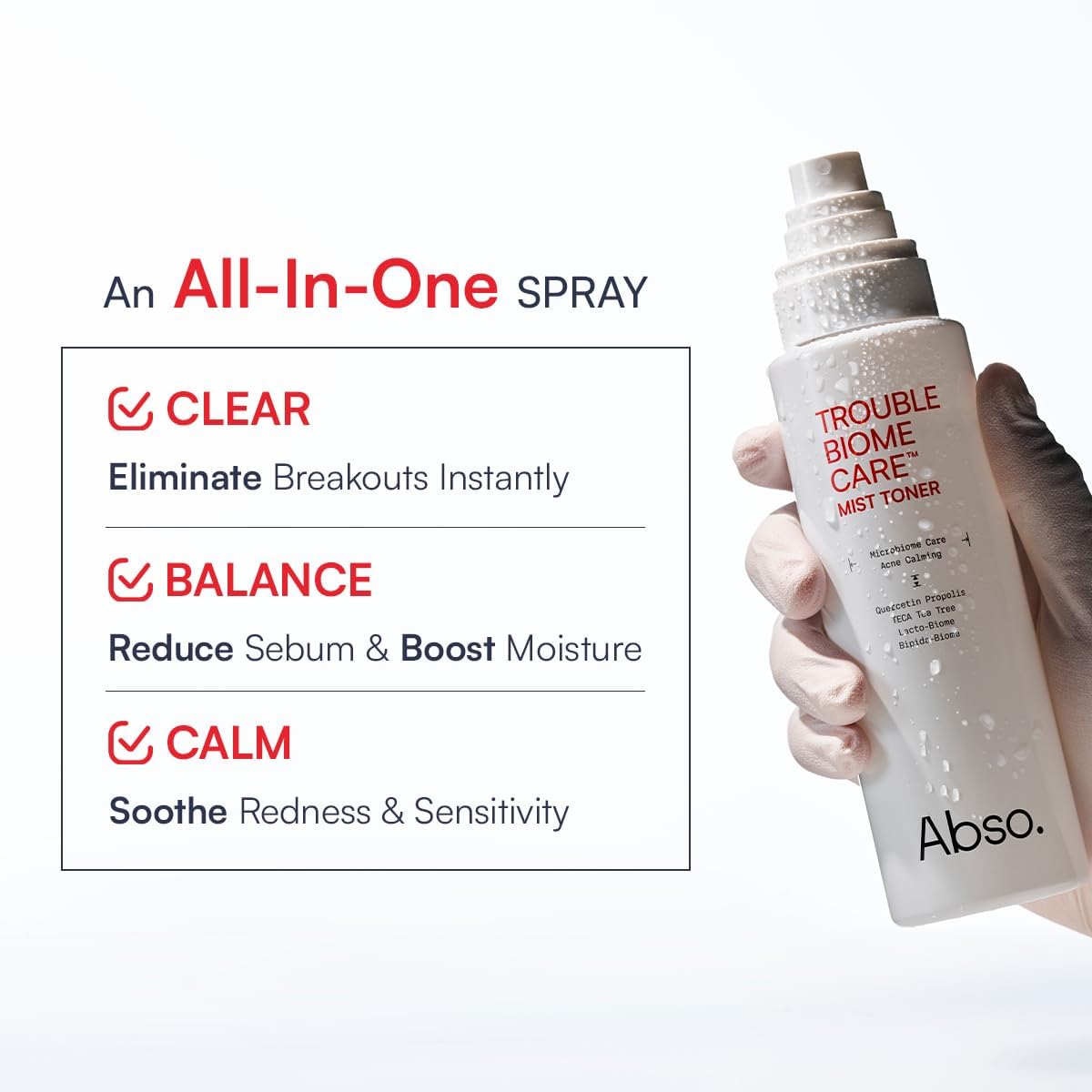 Abso Trouble BIOME Care Mist Toner, Touchless Facial Balance Spray for Breakout Control & Redness Relief, Sebum Reducing Face Mist for Blemish-Prone Skin, Korean Skincare, 6.76 fl oz / 200ml