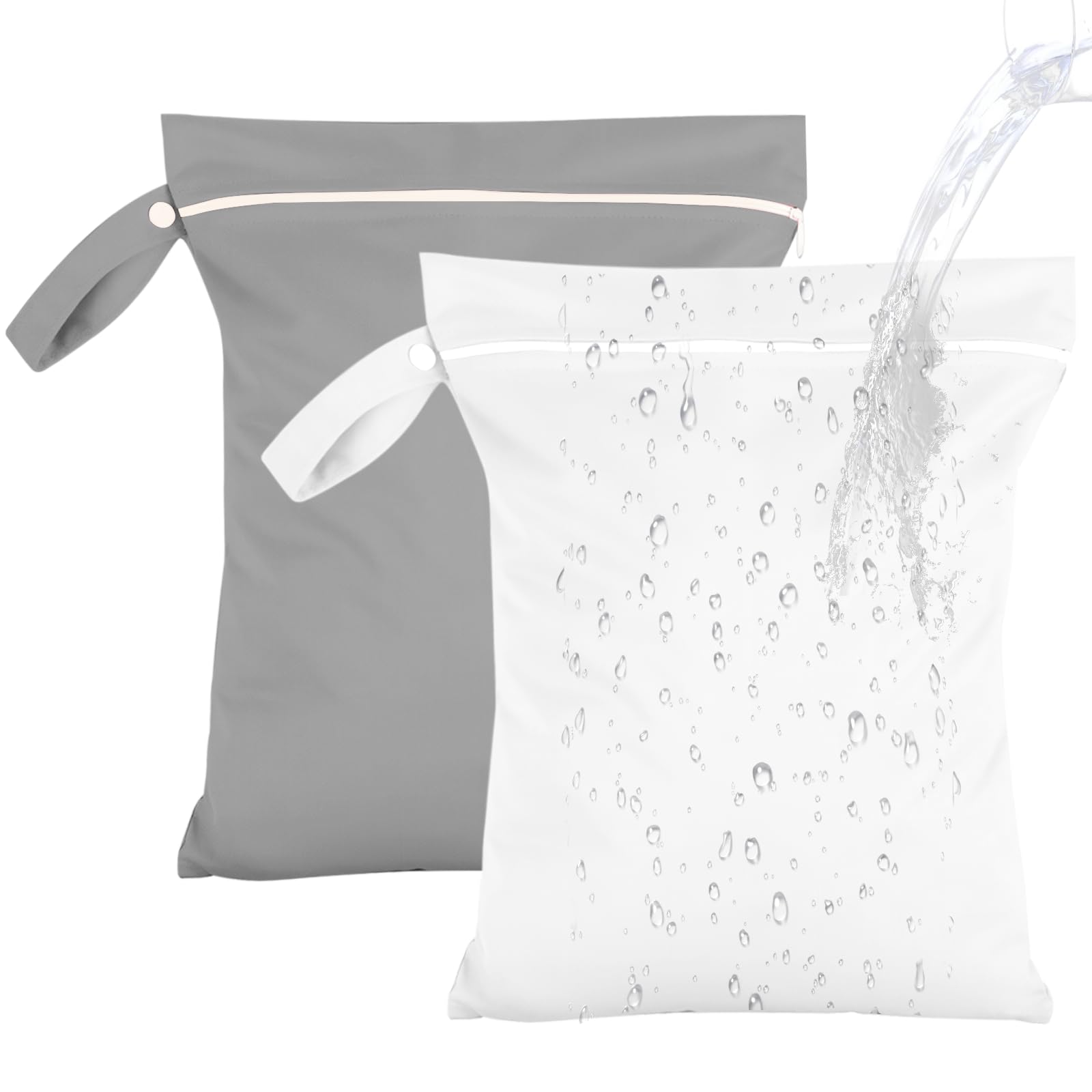 2pcs Sac à Couches Lavables 40x30cm Imperméables Sac de Couches Bebe Sac Maillot de Bain Mouillé Etanche Réutilisable Sacs Linge Sale Voyage Zippée Pochette Wet Bag pour Bébé,Plag,Voyage