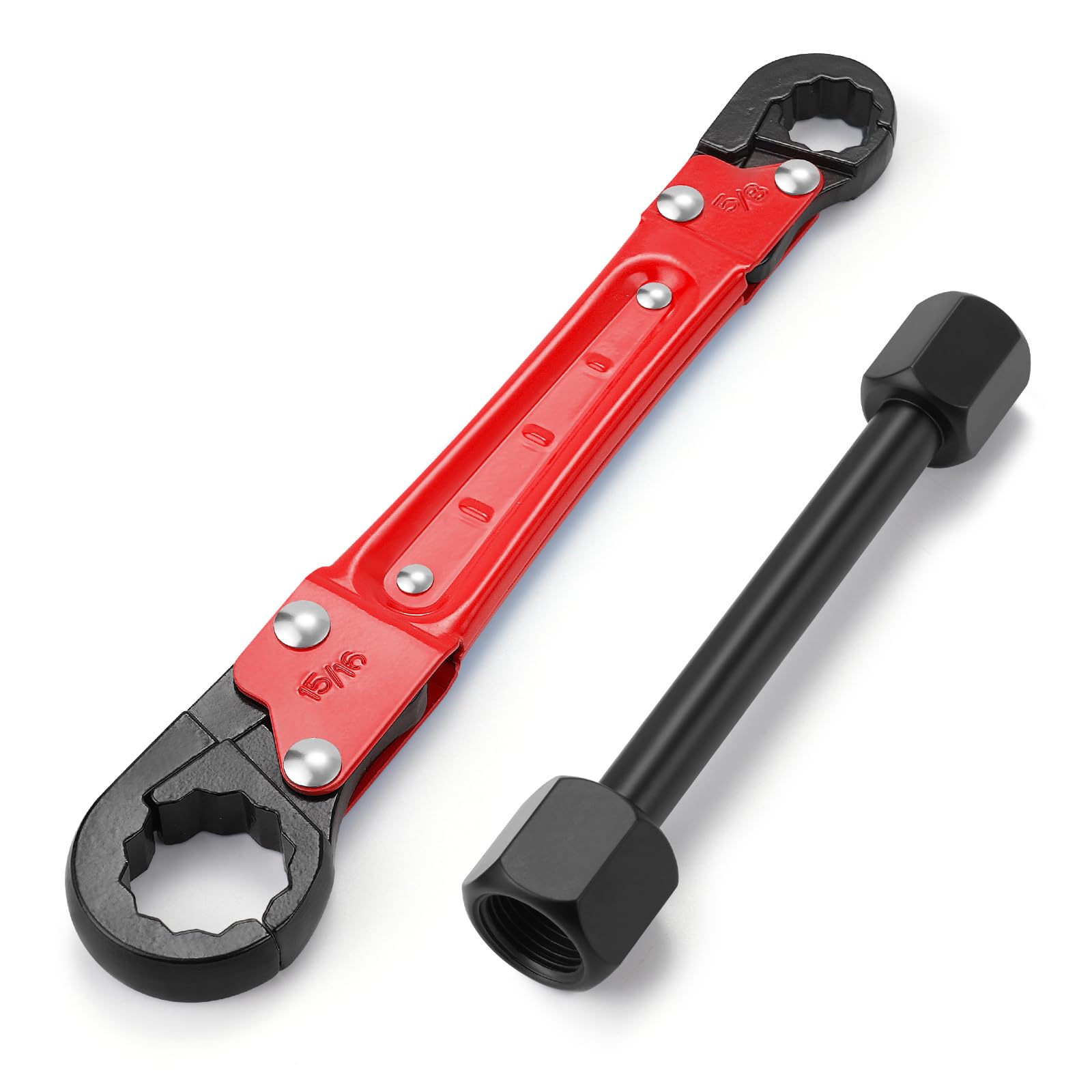 DigiGlow 5-Color Angle Stop Wrench Kit | High-Precision Adjustable Valve Tool for Bathroom/Kitchen Plumbing | All-in-One Wrench & Socket Set for Plumbers & DIYers (Red)