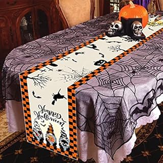 Halloween Table Runner Gnome, Halloween Decorations Table Runners 72 Inches Long, Linen Happy Halloween Runners for Tables, Haunted House Pumpkin Table Runner Cover for Halloween Dining Party Decor