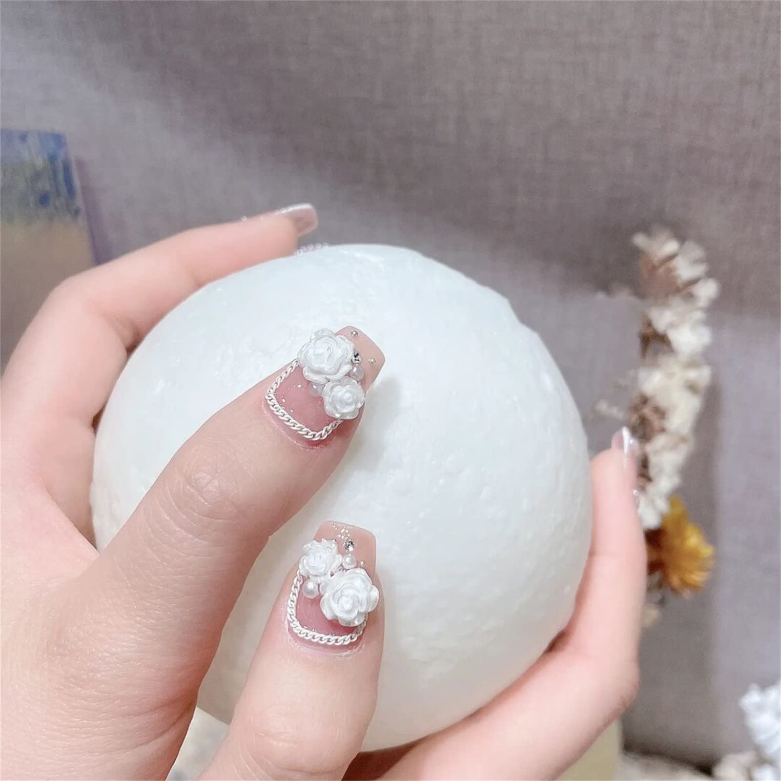Unghie a pressione, 10 pezzi di manicure indossabili, unghie finte fatte a mano, set di unghie finte artificiali riutilizzabili per donne e ragazze (XL) (L)