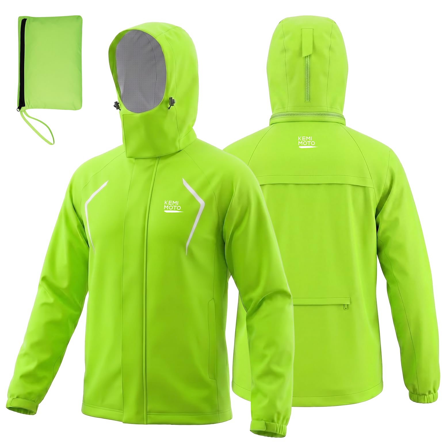 KEMIMOTO Veste de Cyclisme Homme, 10,000mm Imperméable Manteau de Pluie avec Légère et Respirante, Veste Coupe-Vent avec Détails Réfléchissants pour Cyclisme, Randonnée et Voyage