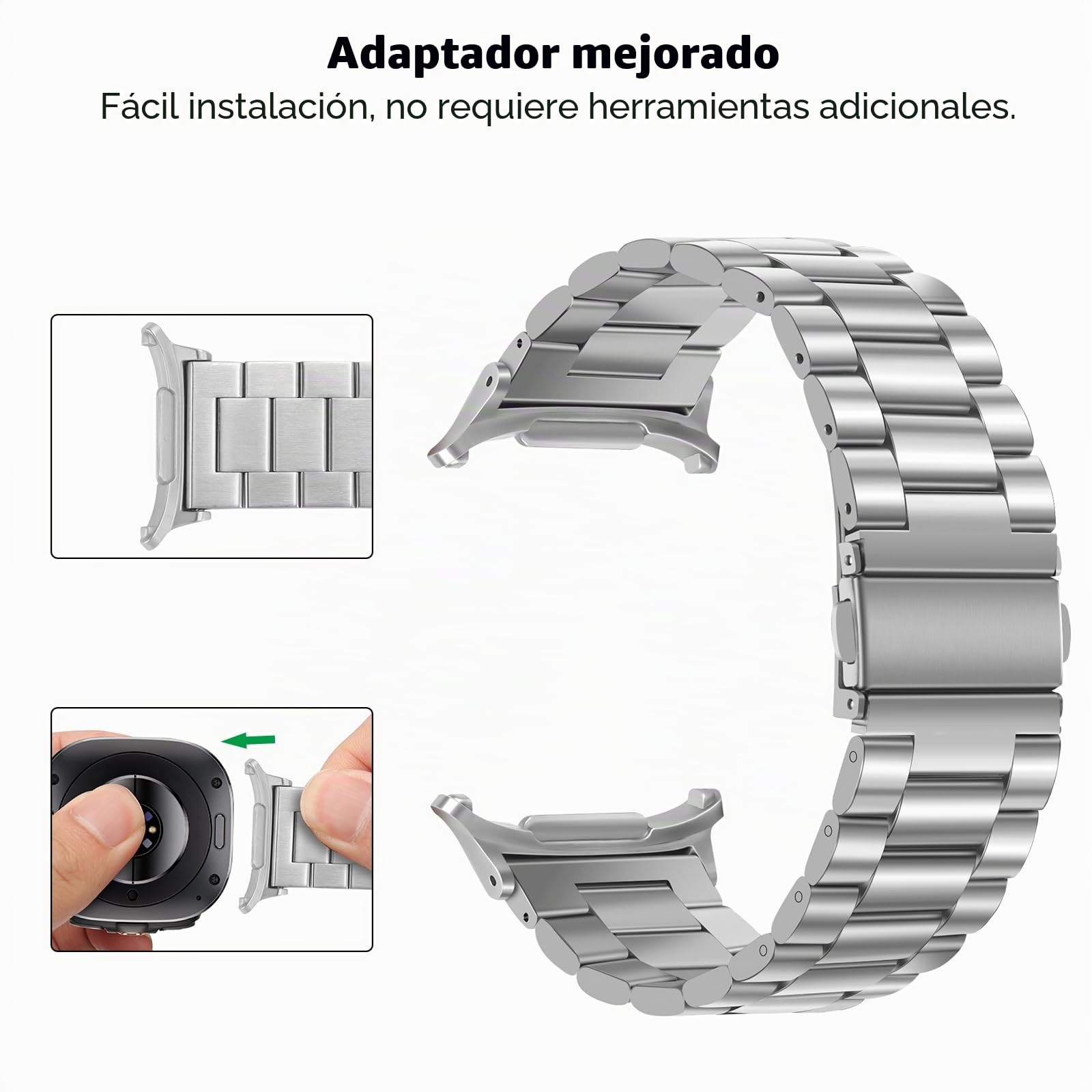 Tasikar Correas Acero Inoxidable Compatible con Samsung Galaxy Watch Ultra 47mm, No Gap Men Women Genuine Correa para Galaxy Watch Ultra 47mm, Plata