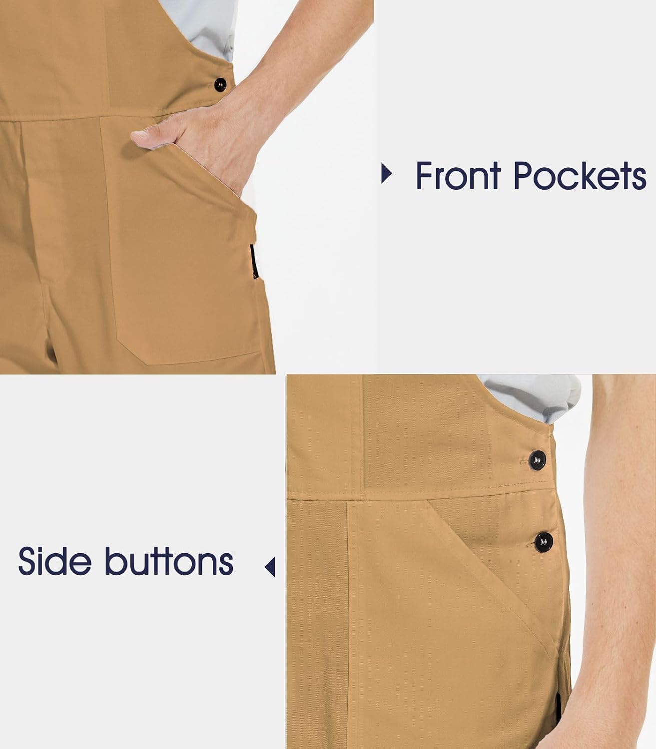WORK IDEA Men's Bib Overalls Workwear Fashion Lightweight Jumpsuit with Pockets