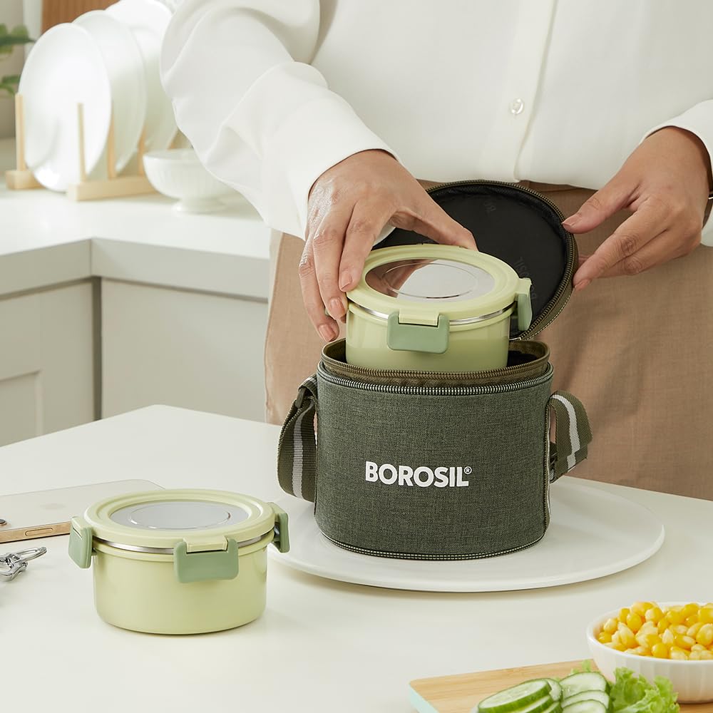 Borosil Microwave Safe Stainless Steel Lunch Box with Bag for Men & Women — Amazon image 6