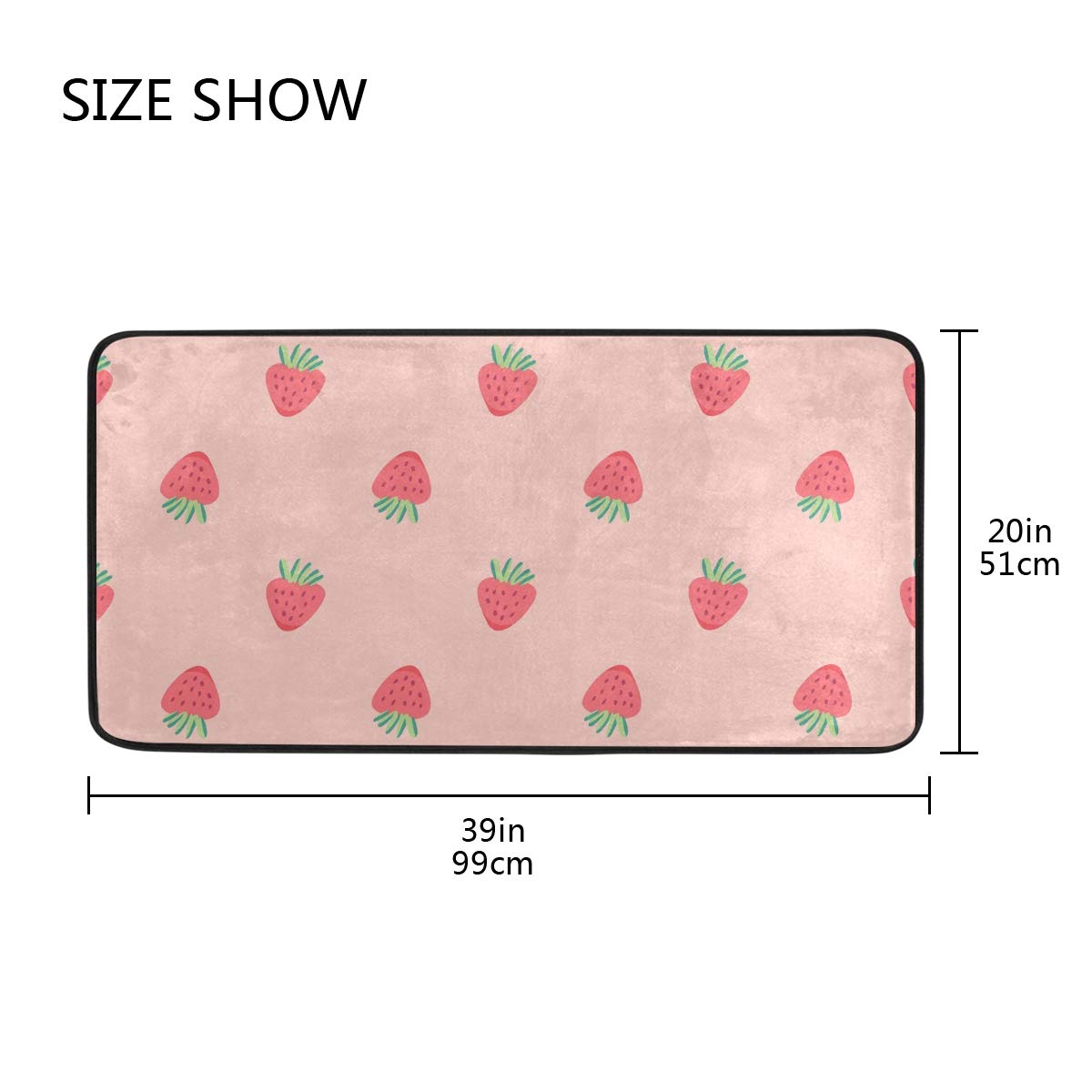 Amazon | カオリヤ キッチンマット いちご柄 苺柄 果物屋 100×50cm