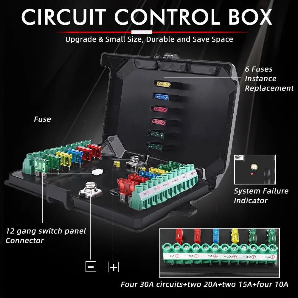 Lenksäule Blinker Lichtschalter Fit Für Autos Lkw Boot UTV 4X4 4WD 12/8 Gang Schalter Panel RGB Led Arbeit Licht DIY Bar box Controller(12 Gang)