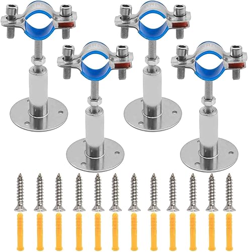 EATAKWARD 4 soportes de tubo de techo de acero inoxidable 304 para montaje en pared, rango de 1.969-3.937 in, abrazadera de correa de tubo ajustable