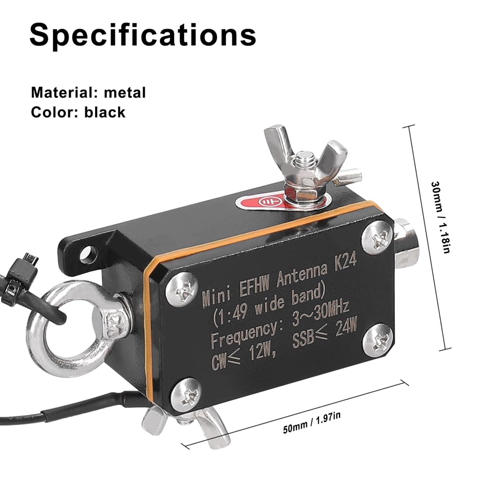 EFHW-Antenne K24 3-30MHz Frequenzband Kurzwellenantenne Breitband-Endgespeiste Halbwellen-Antenne