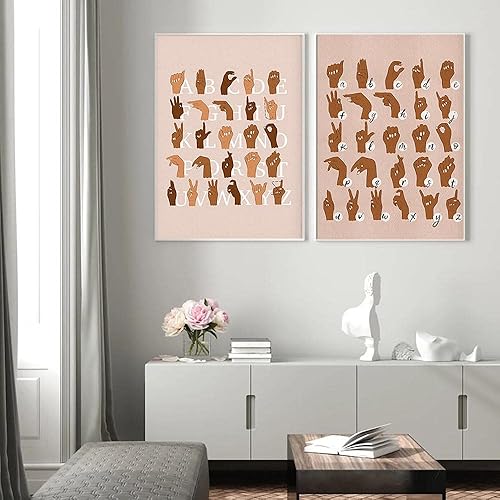 Póster inspirador de letreros de American Sign Language ABC, arte de pared de Sala sin marco
