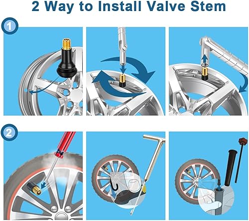 Miniatura 9 de Riseuvo 6 herramientas de extracción de vástago de válvula de neumático, removedor de núcleo de válvula de cabezal simple y doble, herramienta de