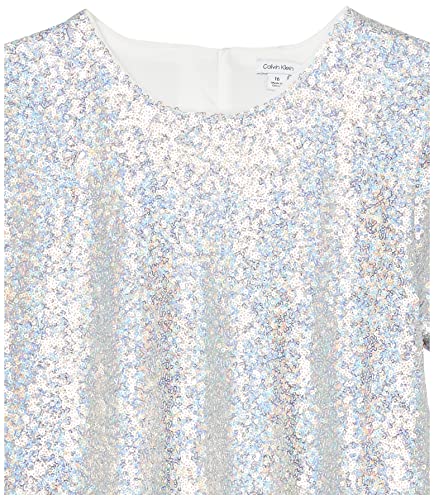 Image of Calvin Klein Girls' Sleeveless Party Dress, Fit and Flare Silhouette, Round Neckline & Back Zip Closure