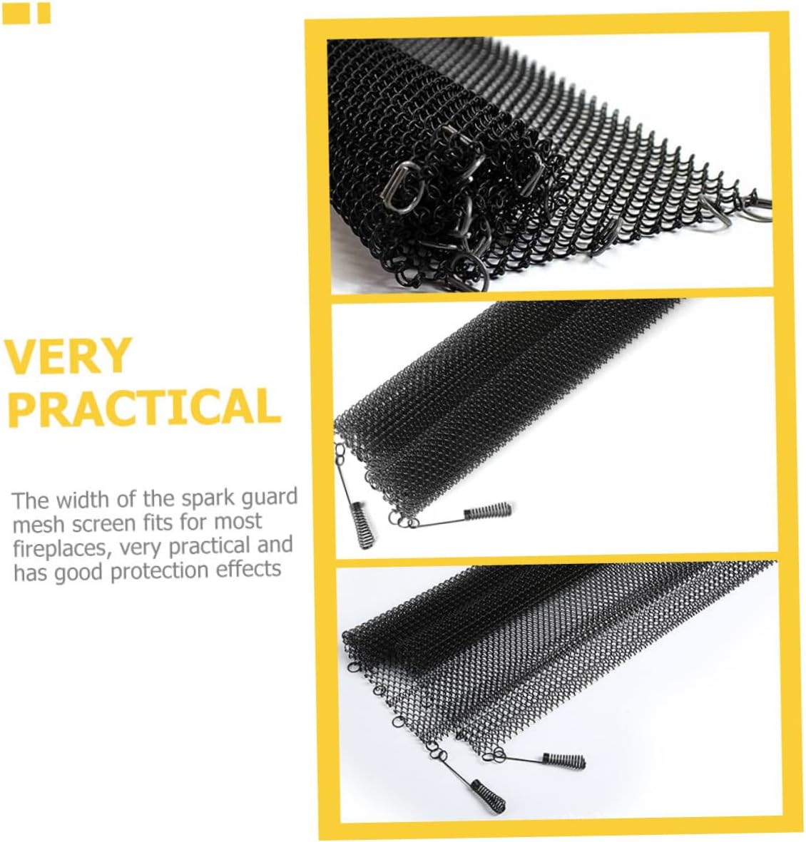 KICHOUSE 2pcs Mesh Fireplace Screen Curtains for Spark Protection Easy Cut Install Fits Fireplaces Xin