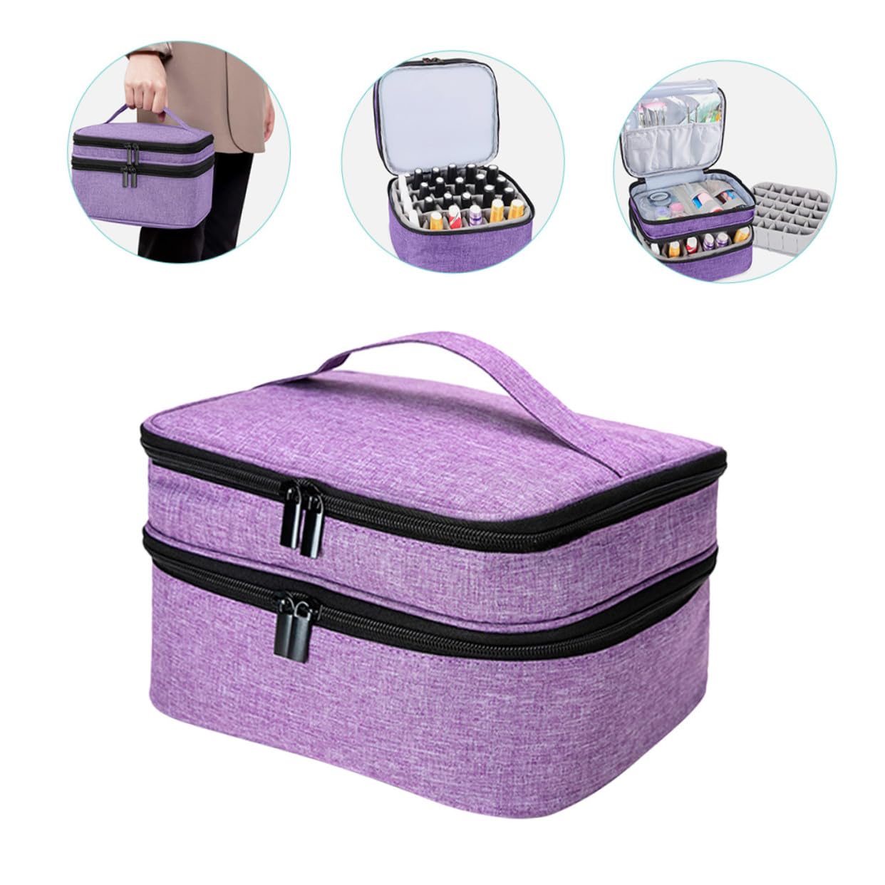 Homoyoyo Valigetta per Smalto Doppio Strato Custodia per Oli Essenziali Borsa Portaoggetti Portatile e Resistente per Trucco e Viaggi
