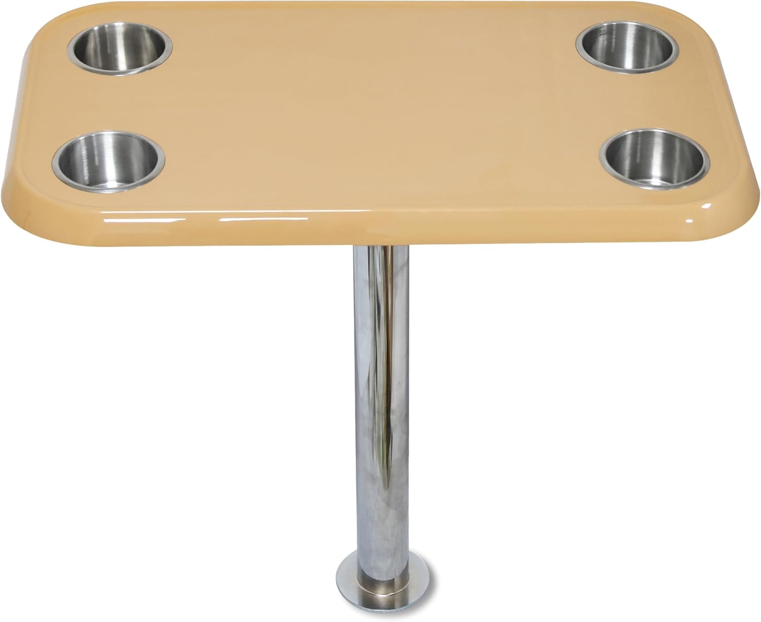 Taupe Pontoon Boat Table Top & Post - No-Wobble Pontoon Table with Flush Mount Anchor & Stabilizing Floor Plate - Easy-to-Install, Compact Design with Modular Accessory Mount - Available in 6 Colors