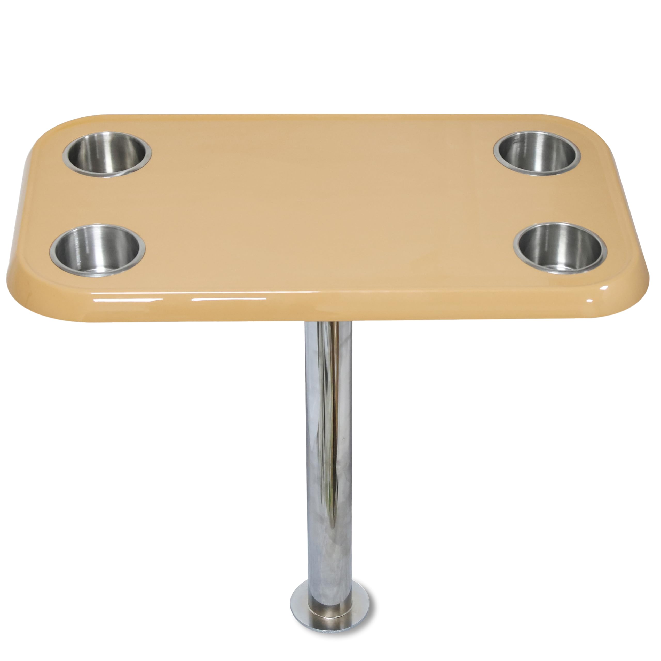 Taupe Pontoon Boat Table Top & Post - No-Wobble Pontoon Table with Flush Mount Anchor & Stabilizing Floor Plate - Easy-to-Install, Compact Design with Modular Accessory Mount - Available in 6 Colors