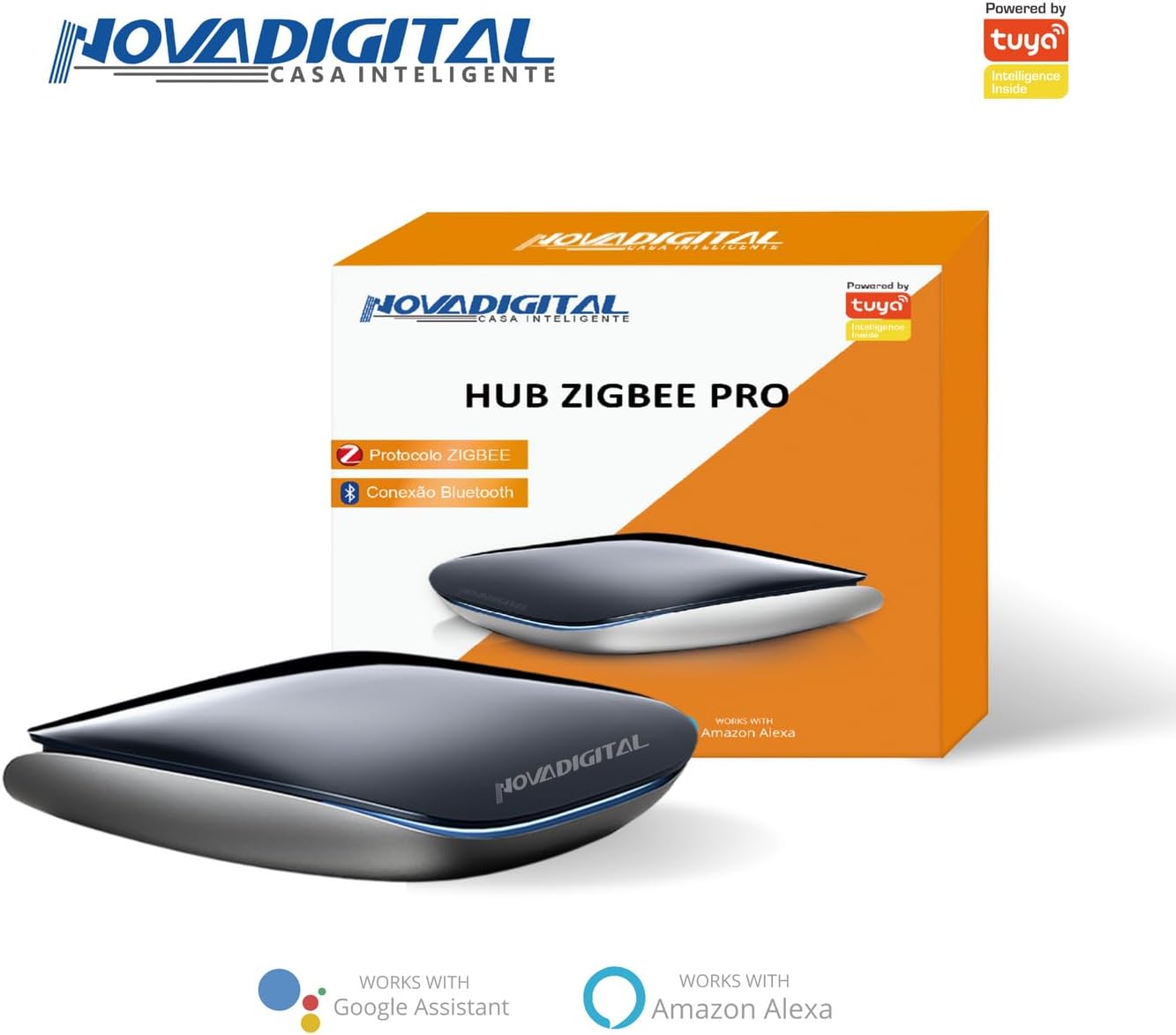 Hub Zigbee Pro NovaDigital HZN-PRO 3 Mesh Bridge Bluetooth Wi-fi Alexa Tuya Smart Life Preto