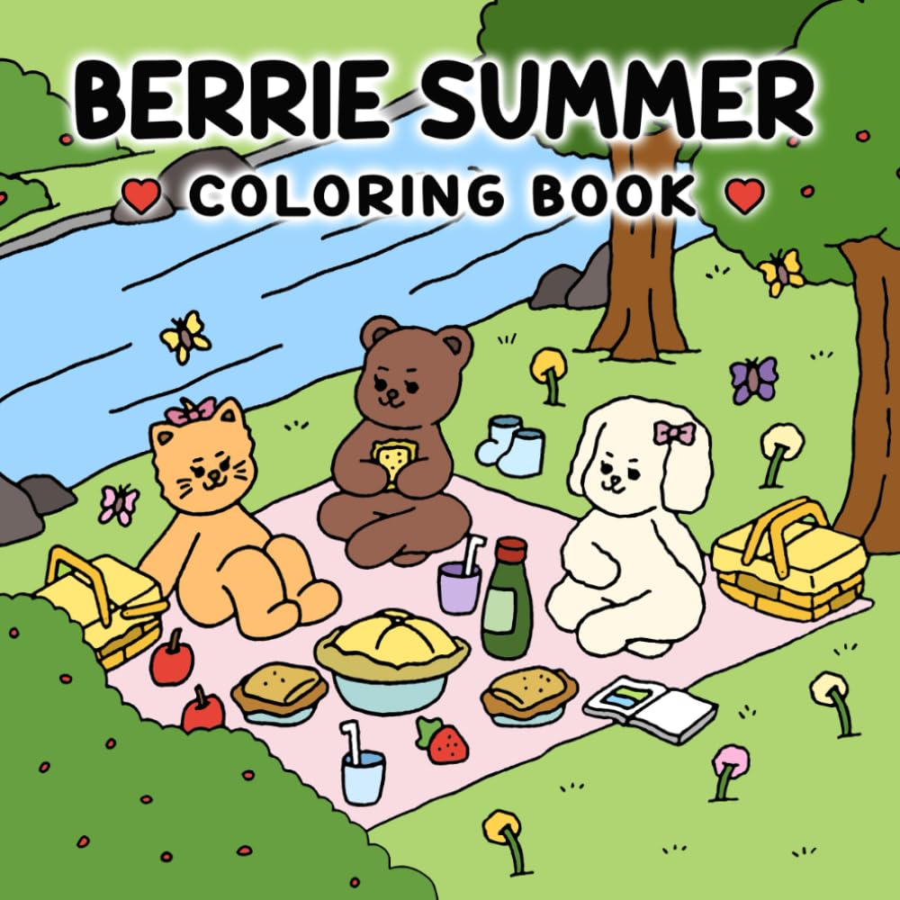 Berrie Colorful Summer: A Cute and Cozy Coloring Book for All Ages with Simple Animal Illustrations and Charming Scenes