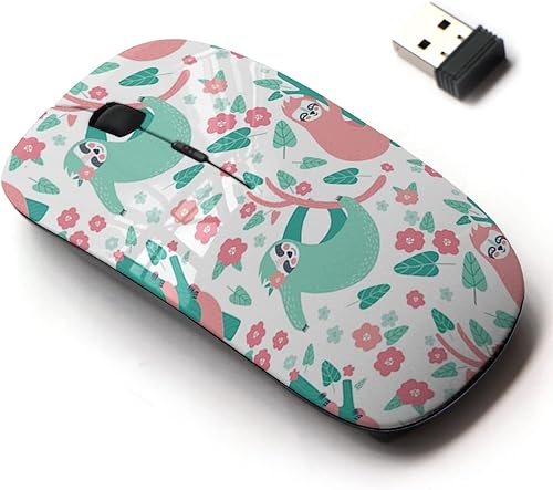 Mouse inalámbrico de 2.4G con bonito diseño de patrón para todas las computadoras portátiles y de escritorio con nano receptor, perezosos divertidos