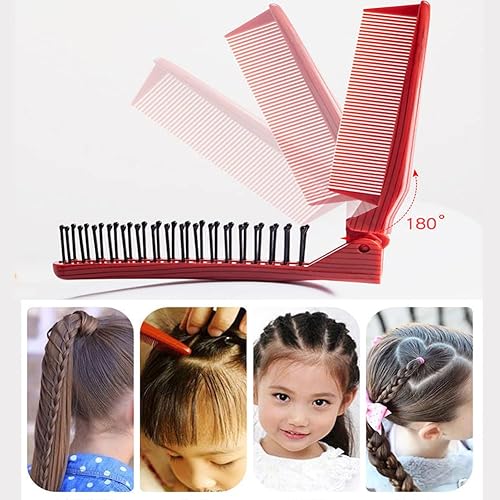 Miniatura 4 de GBSTORE Peine de pelo plegable portátil de viaje, peine de doble cabeza, antiestático, para masaje, para niñas, niños, herramientas de peluquería