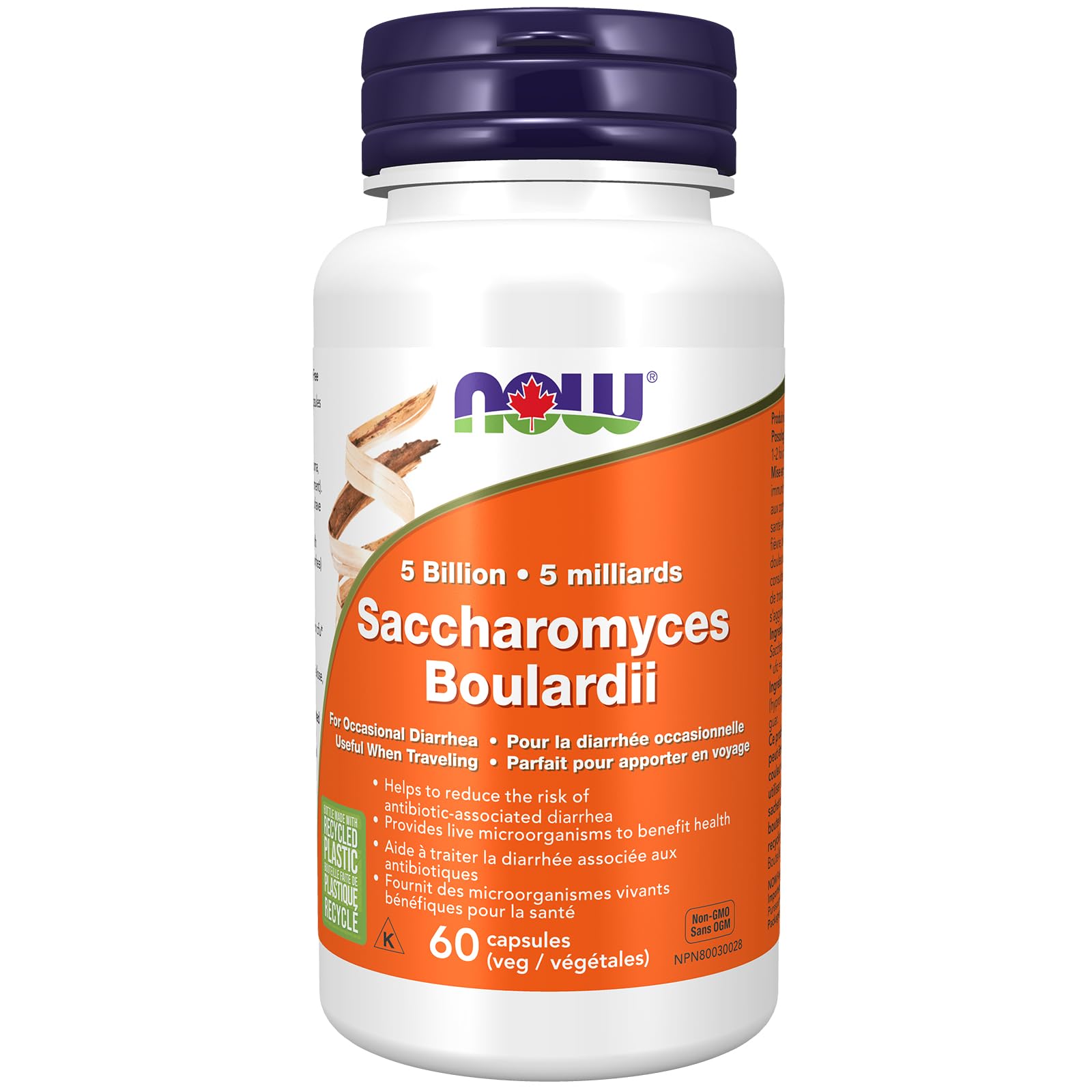 NOW Supplements, Saccharomyces Boulardii, 5 Billion CFU Probiotic, 60 Veg Capsules : Digestive Nutritional Supplements