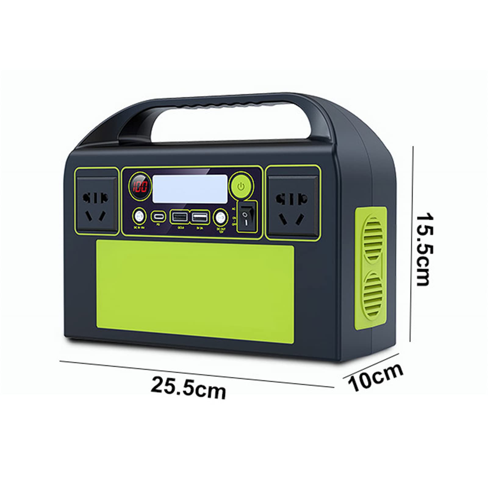 Przenośny generator z akumulatorem 333 Wh, przenośna elektrownia, 6 portów 300 W, generator zewnętrzny z 2 gniazdami sieciowymi, wyjście USB-C PD 25 W, światło LED, na kemping, kemping