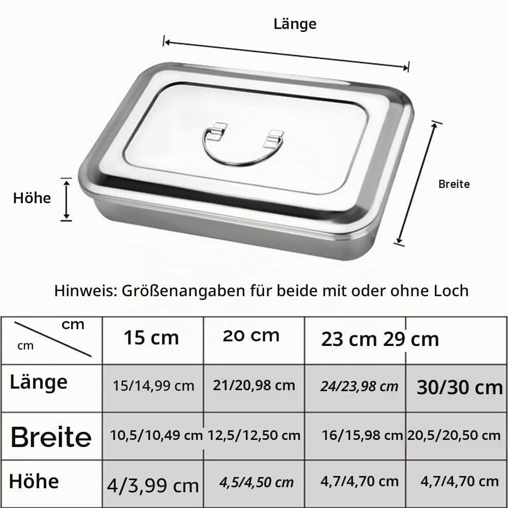304 Edelstahl Medizinische Sterilisator Box Chirurgische Instrumente Aufbewahrungsboxen für professionelle Chirurgie, Tierärzte, Schönheitssalon, Zahnarztgebrauch (20,3 cm (mit Löchern))